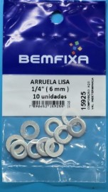 Bemfixa Arruela Lisa (6mm) 1/4 10un