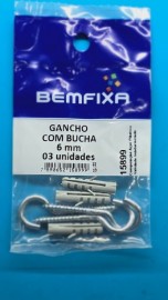 Bemfixa Gancho Zincado com Bucha 3,3x53 06mm 3un